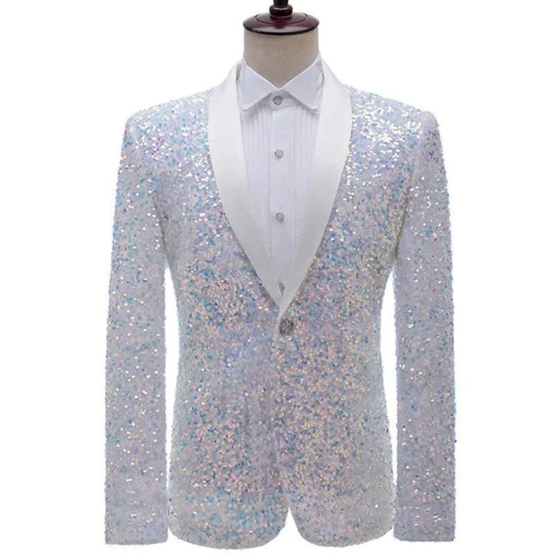 Funky Prints Men's Polyester Full Sleeve Single Button Closure Wedding Blazer