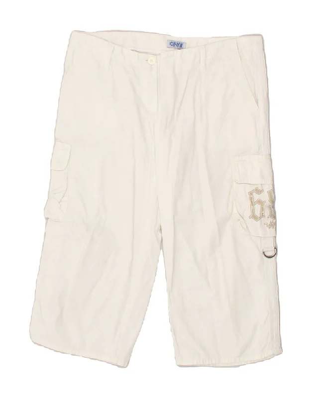 Oversized Jackets ONYX Mens Graphic Cargo Capri Trousers W32 L19  White Cotton