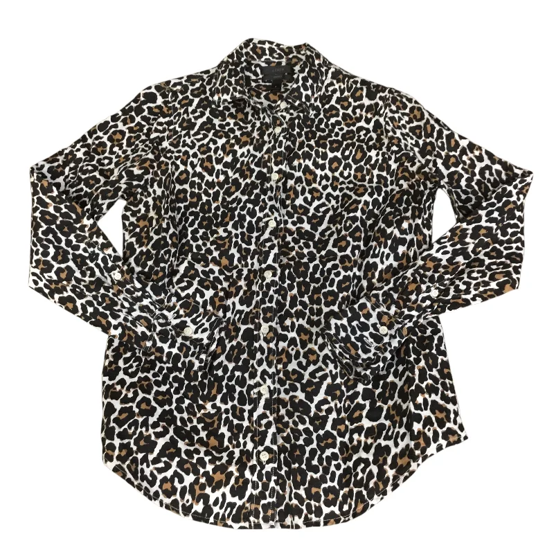 Sporty Jackets Top Long Sleeve Basic By J. Crew In Animal Print, Size: Xs