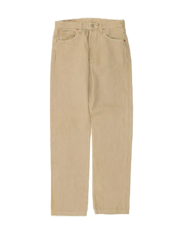 Relaxed Trousers LEVI'S Mens 501 Straight Jeans W33 L36 Beige Cotton