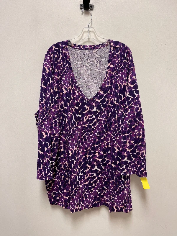 Street Shorts Top Long Sleeve By Roamans In Purple, Size: 3x