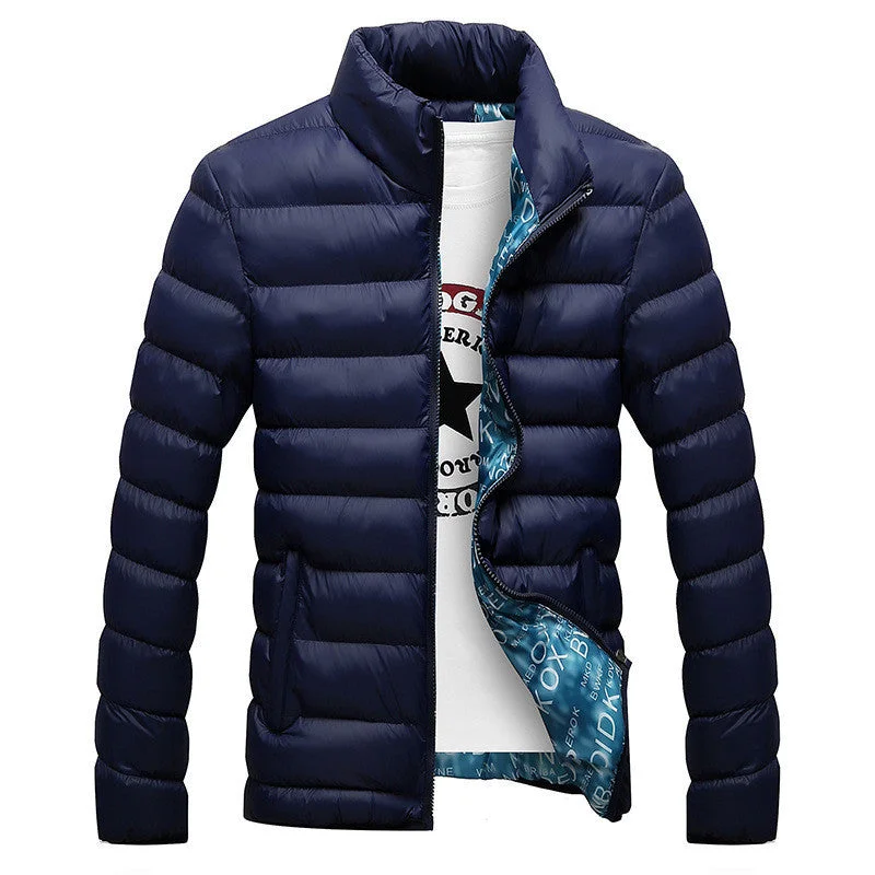 Button-down Shirts Winter Jackets Mens Stylish Slim Fitness Quilted Long Sleeve Cotton-Padded Solid Thick Parkas XXXXL N439