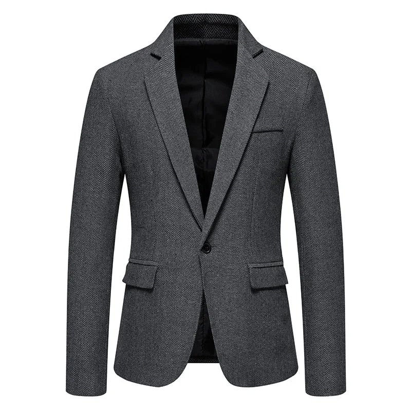 Casual Blazers Men's Polyester Single Button Long Sleeve Plain Pattern Blazers