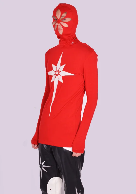 Minimalist Fashion KUSIKOHC KUW3MT01KR-C4002.002 ORIGAMI PRINT MASK TIGHT TOP RED