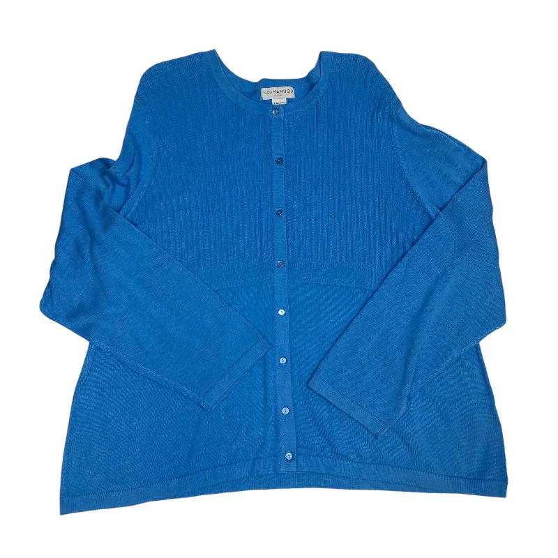 Button-down Shirts Top Long Sleeve By Sag Harbor In Blue, Size: 3x