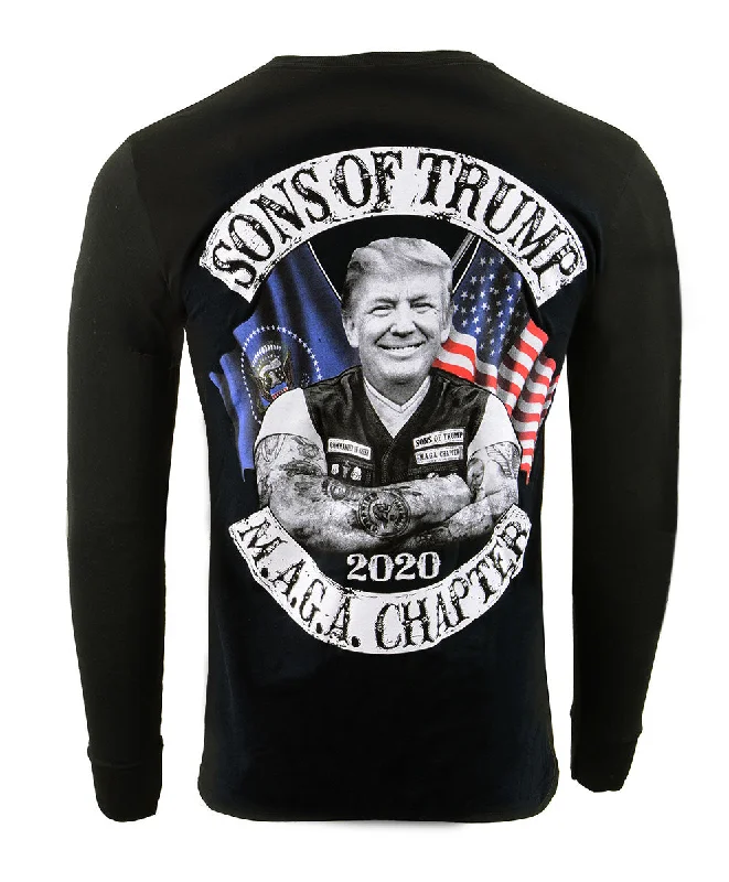 Knit Sweaters Biker Clothing Co. BCC117007 Men's Black 'Sons of Trump' Motorcycle Long Sleeve T-Shirt