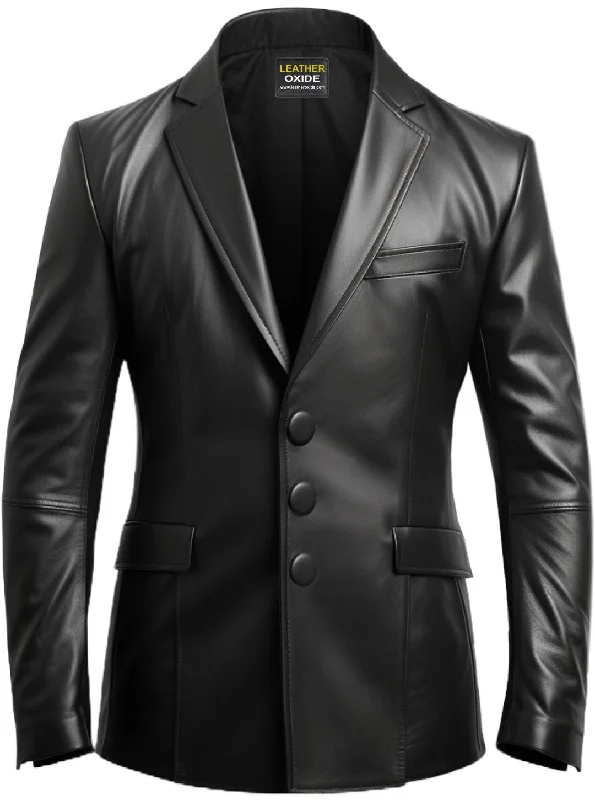 Winter Accessories Men Black Leather Blazer - Leather Blazer for Men