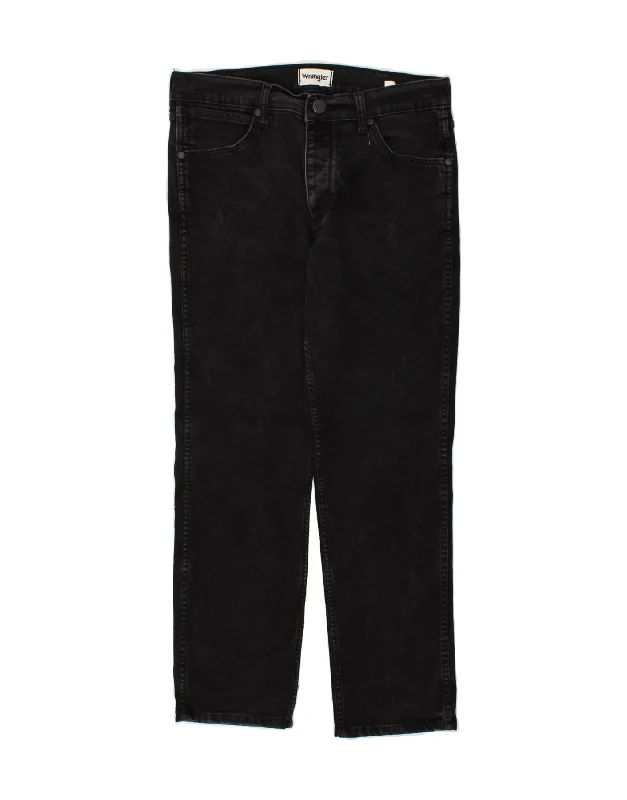 Casual Trousers WRANGLER Mens Greensboro Straight Jeans W31 L27 Black Cotton