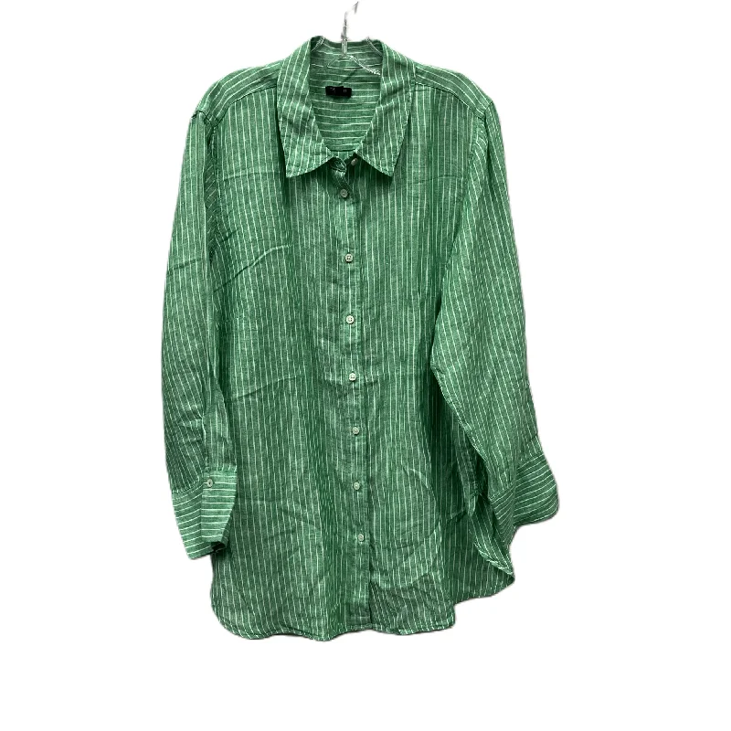 Funky Socks Top Long Sleeve By Talbots In Green, Size: 2x