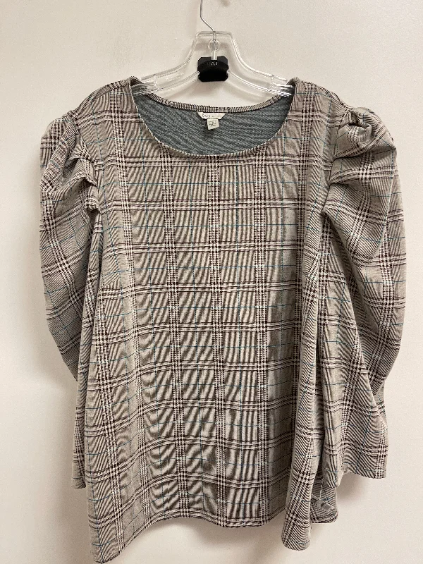 Sporty Looks Top Long Sleeve By Cato In Brown, Size: 2x