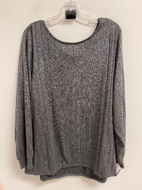 Business Casual Top Long Sleeve By Lane Bryant In Silver, Size: 3x