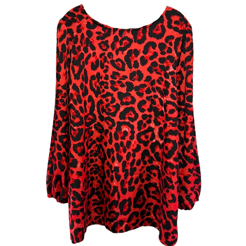 Comfortable Sneakers Top Long Sleeve By Shein In Animal Print, Size: 2x