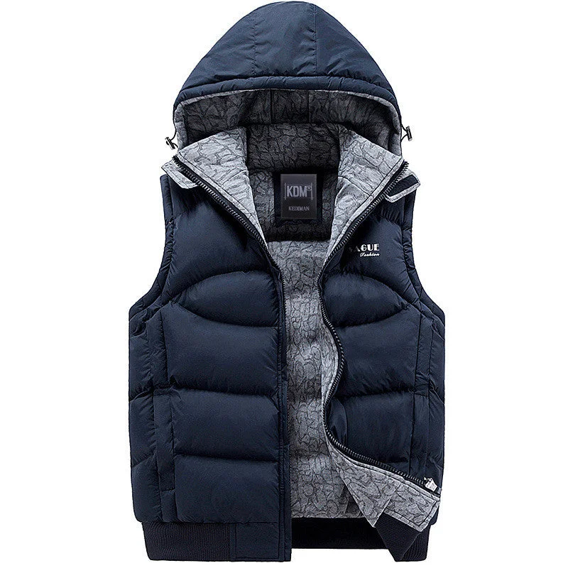 Formal Wear Mens Jacket Sleeveless veste homme Winter Fashion Casual Coats Male Hooded Cotton-Padded Men's Vest men Thickening Waistcoat