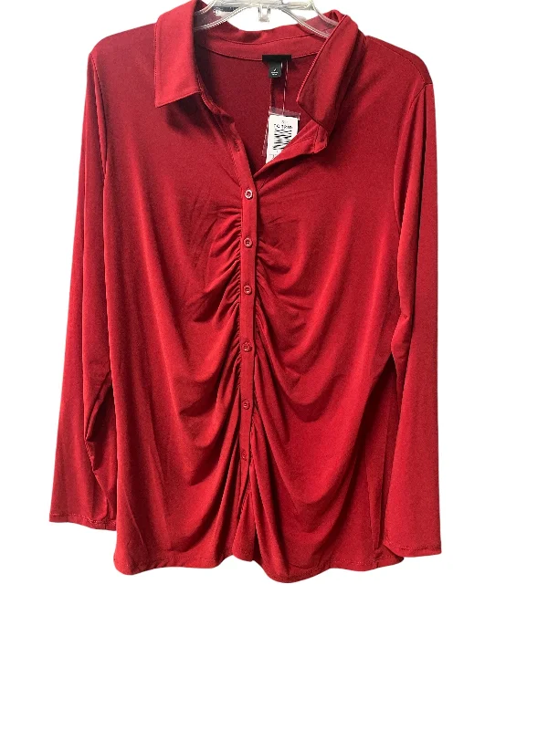 Monochrome Style Top Long Sleeve By Torrid In Red, Size: 2x