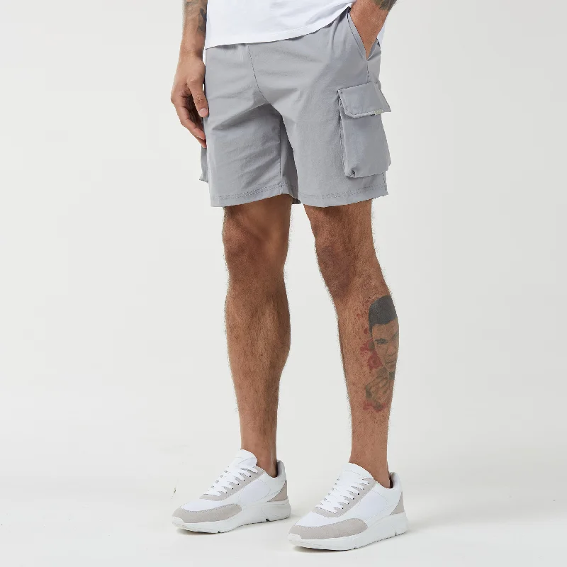 Street-inspired Premium Tech Cargo Short | Ice Grey