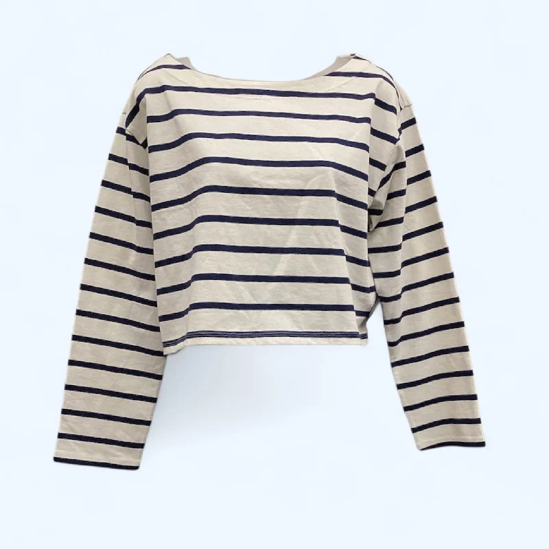 Funky T-shirts Top Long Sleeve By J. Crew In Striped Pattern, Size: S