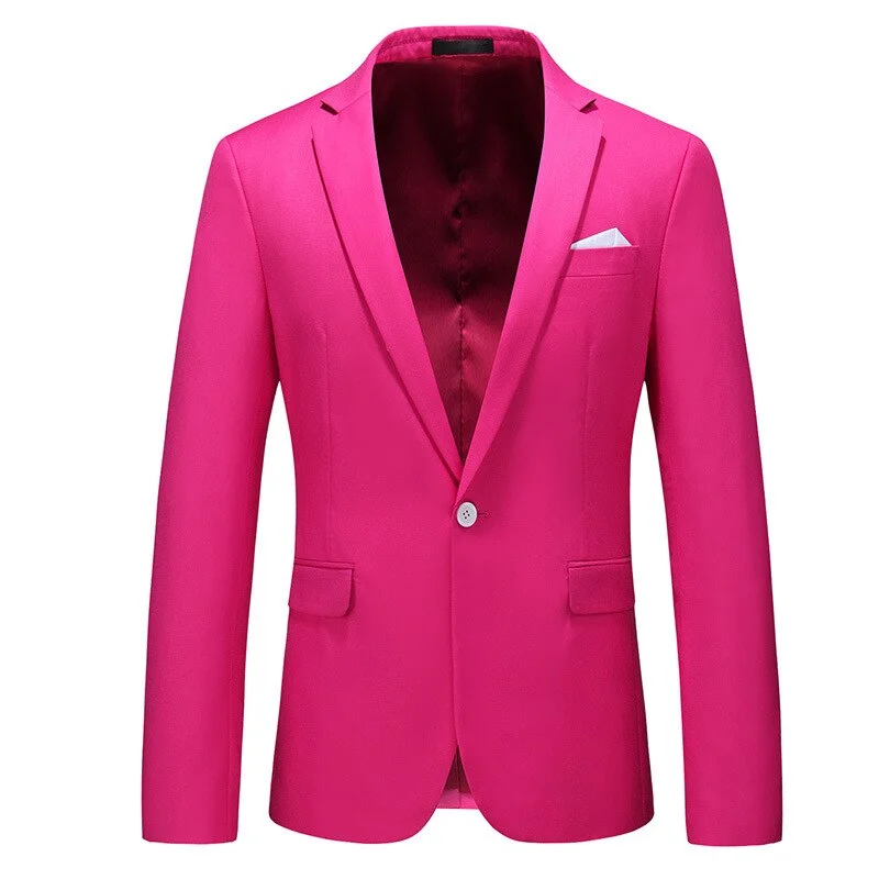 Casual Jackets Men's Polyester Notched Collar Long Sleeve Single Breasted Blazer