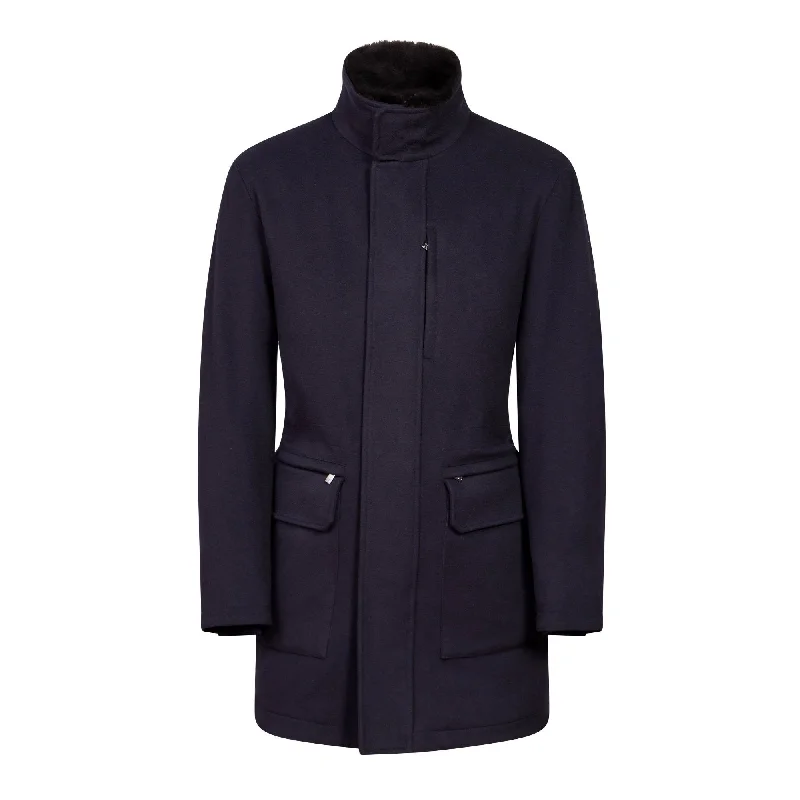 Fashion Vests CORNELIANI Wool Caban Coat NAVY REG