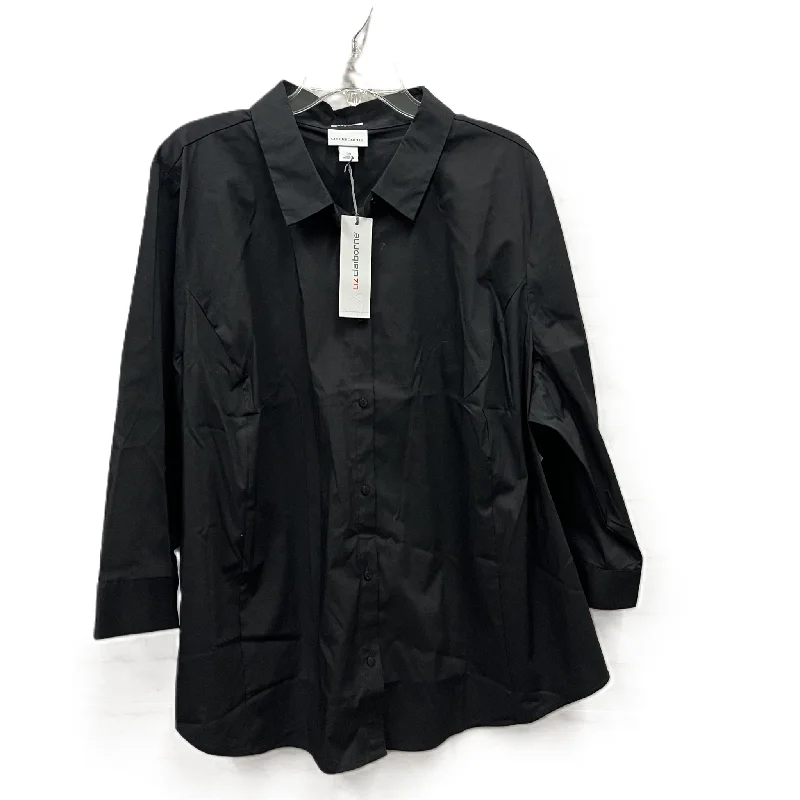 Warm Cardigans Top 3/4 Sleeve By Liz Claiborne In Black, Size: 3x