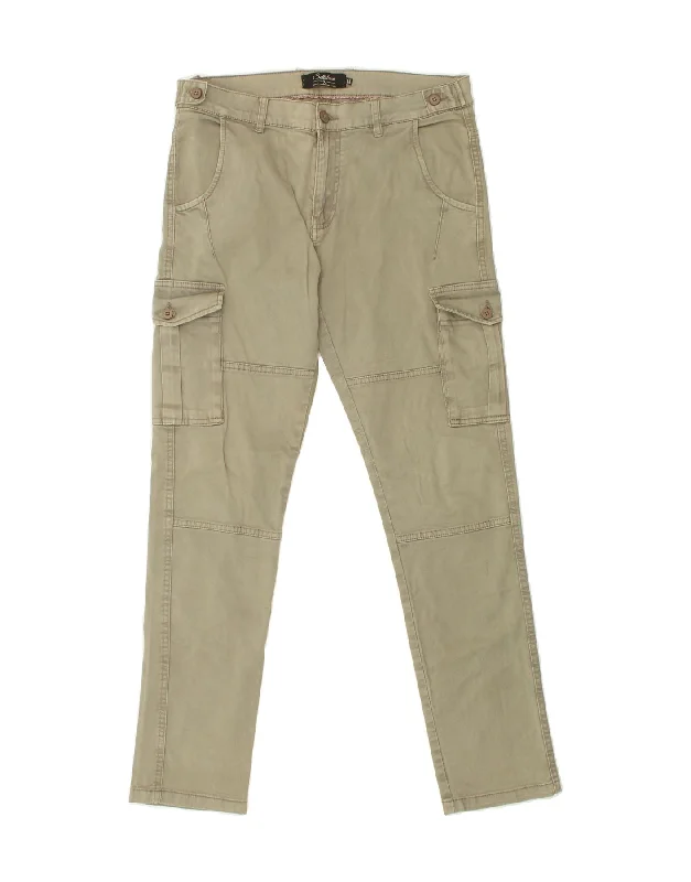 Formal Wear VINTAGE Mens Slim Cargo Trousers IT 48 Medium W32 L31 Khaki Cotton