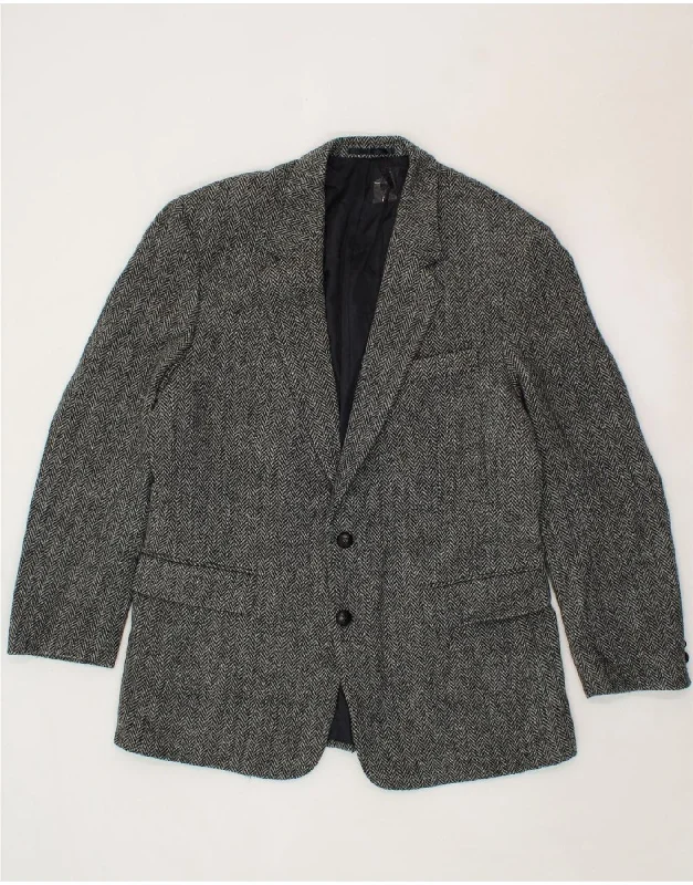 Comfortable Sneakers HARRIS TWEED Mens 2 Button Blazer Jacket EU 50 Large Grey Herringbone