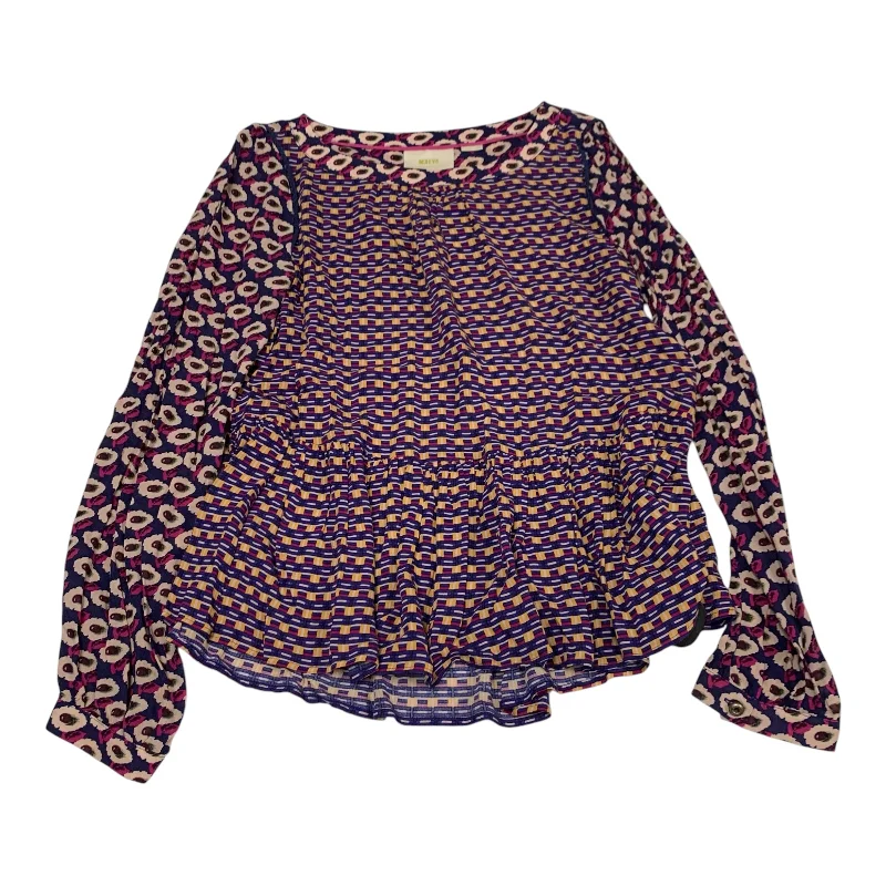 Stylish Scarves Top Long Sleeve By Maeve In Purple, Size: S