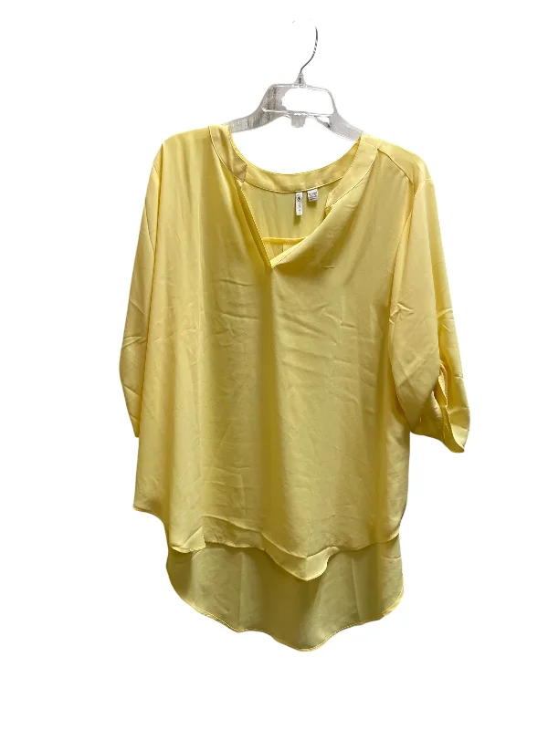 Funky Prints Top Long Sleeve By Cato In Yellow, Size: 2x