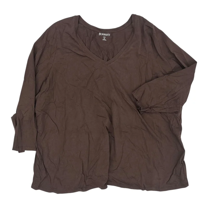 Relaxed Trousers Top Ls Basic By Romans In Brown, Size:3X