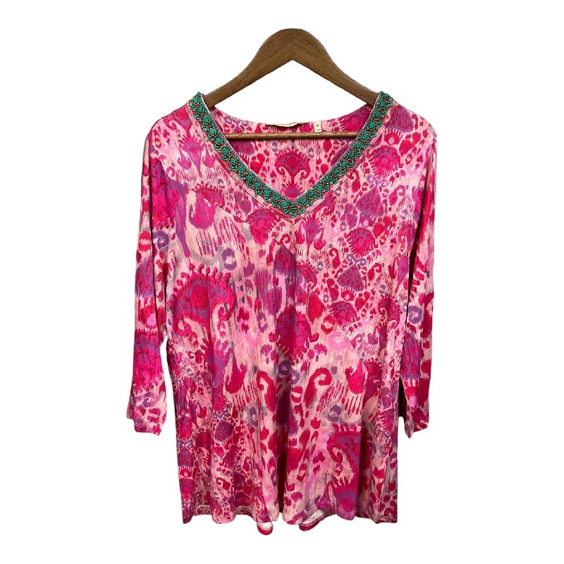 Smart Casual Top 3/4 Sleeve By Soft Surroundings In Pink, Size: 1x