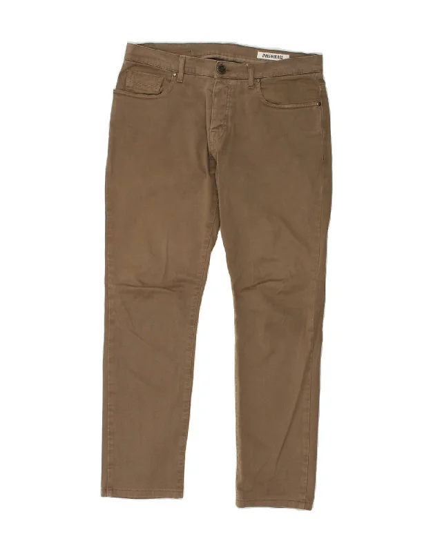 Cargo Pants BIKKEMBERGS Mens Slim Casual Trousers W34 L30 Brown Cotton