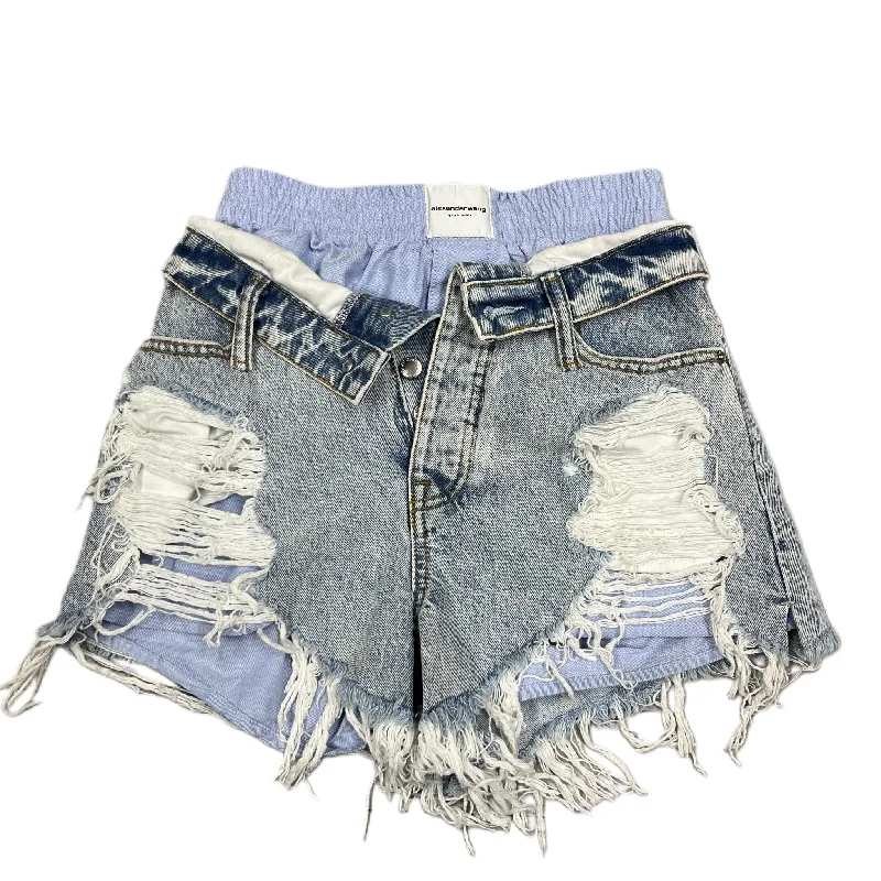 Summer Fashion Shorts Luxury Designer By Alexander Wang In Blue Denim, Size: 0