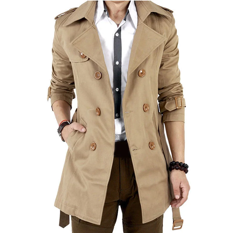 Fashion Accessories Trench Coat Men Classic Men's Double Breasted Trench Coat Masculino Mens Clothing Long Jackets & Coats British Style Overcoat