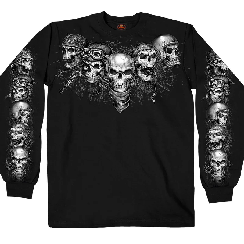 Business Shirts Hot Leathers GMS2423 Men’s ‘Five Skulls’ Long Sleeve Black T-Shirt