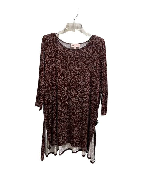 Printed Sweatshirts Top 3/4 Sleeve By Philosophy In Brown, Size: 1x