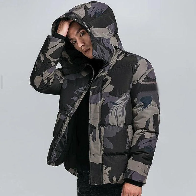 Stylish Hats Men's Thick Camouflage Parka Coat