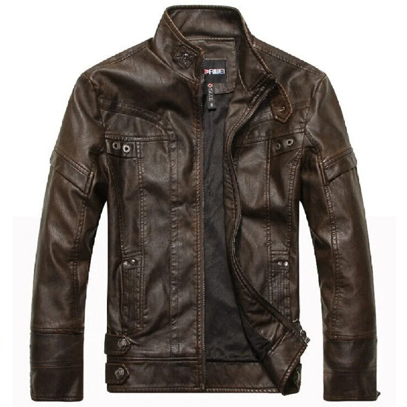 Stylish Scarves Motorcycle Leather Jackets Men Autumn Winter Leather Clothing Men Leather Jackets Male Business casual Coats clothing