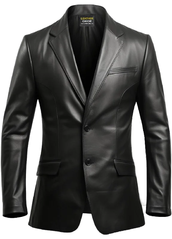 Denim Jackets Men Designer Black Leather Blazer