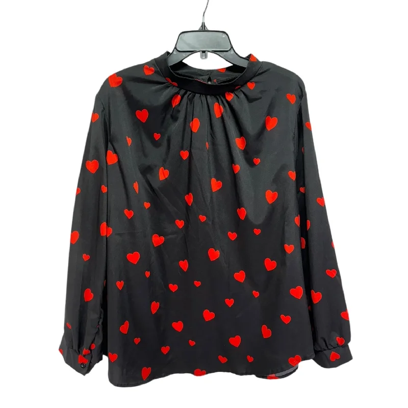 Denim Wear Top Long Sleeve By Shein In Black & Red, Size: 2x