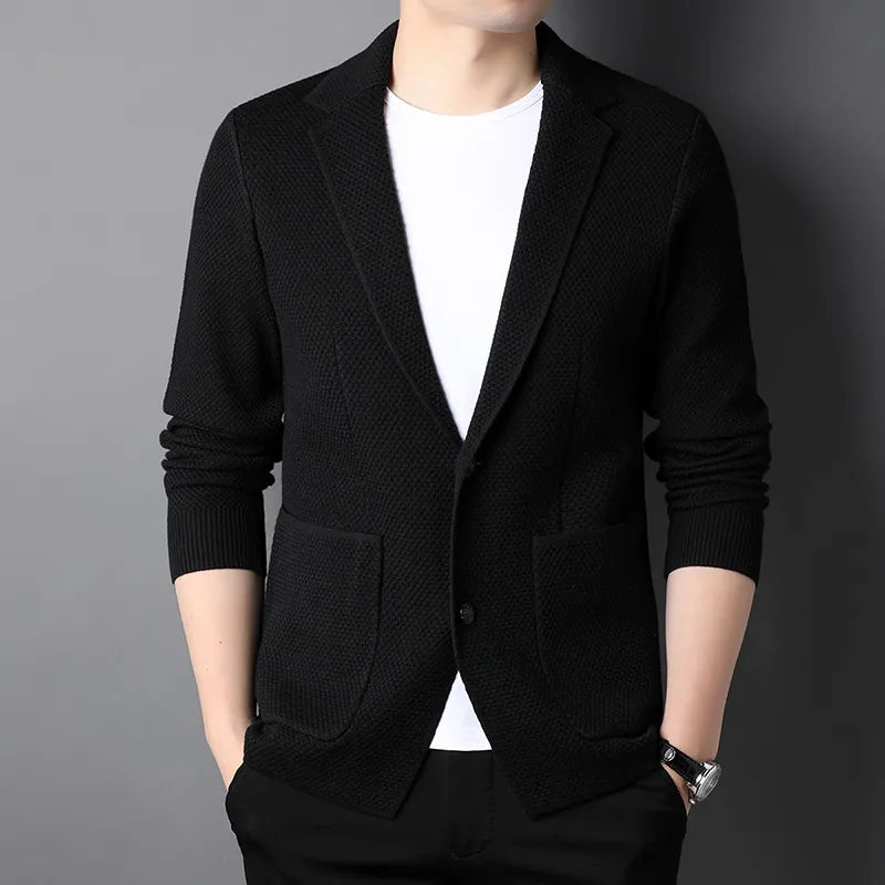 Modern Coats Men's Polyester Notched Long Sleeve Single Breasted Casual Blazers