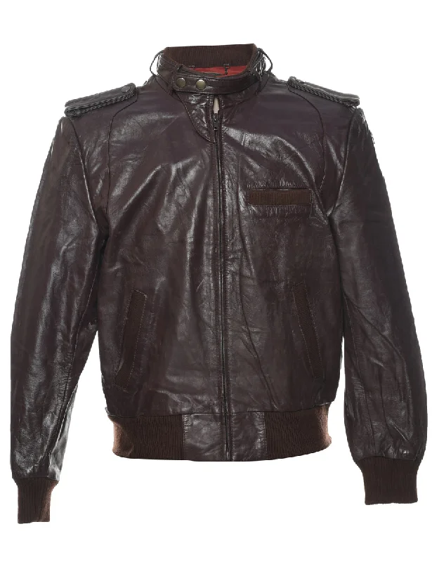 Athletic Wear Maroon Leather Jacket - M