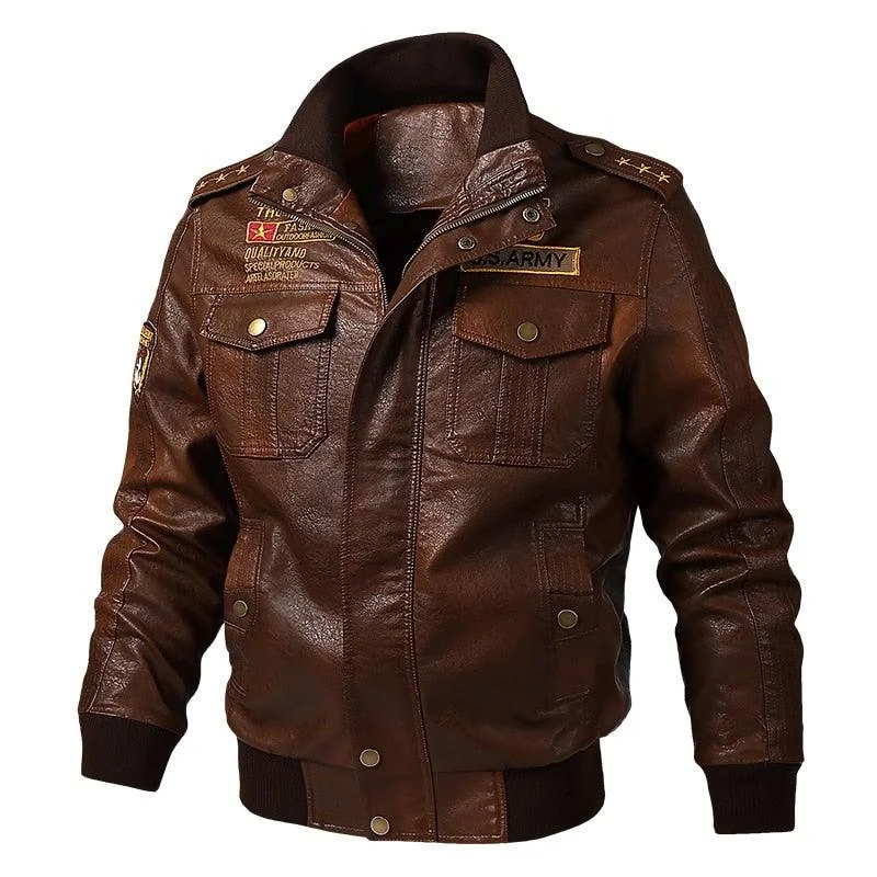 Slim Fit Suits Men's Autumn/Winter Faux Leather Baseball Jacket