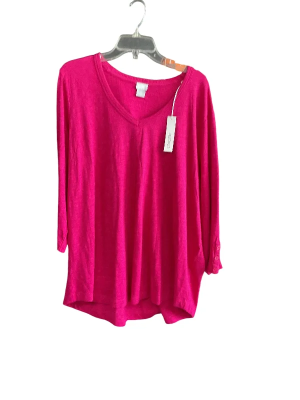 Athletic Shorts Top Long Sleeve Basic By Chicos In Pink, Size: 1x