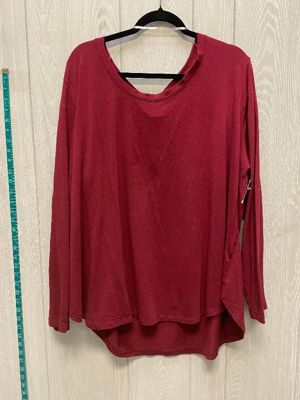 Trendy Sweaters Top Long Sleeve Basic By Ava & Viv In Red, Size: 3x