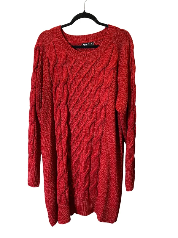 Athleisure Wear Tunic Long Sleeve By Shein In Red, Size: 3x