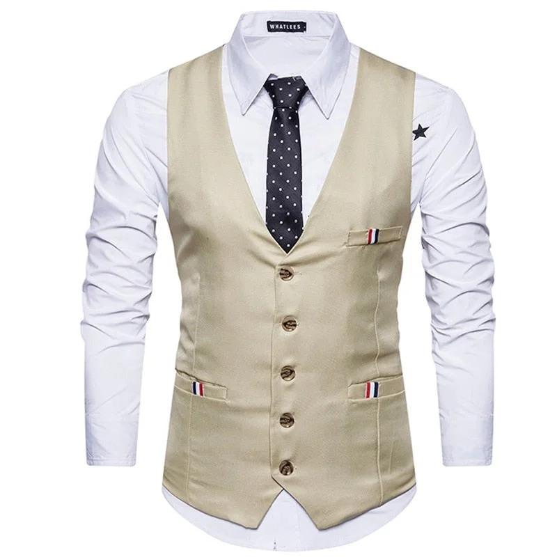 Athletic Shorts Men's Polyester V-Neck Single Breasted Formal Wear Suit Vest