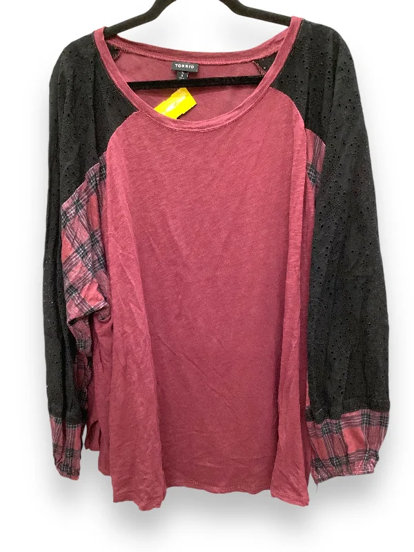 Fashionable Boots Top Long Sleeve By Torrid In Red, Size: 3x