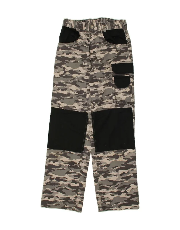 Preppy Style VINTAGE Mens Straight Cargo Trousers W30 L32 Grey Camouflage Polyester