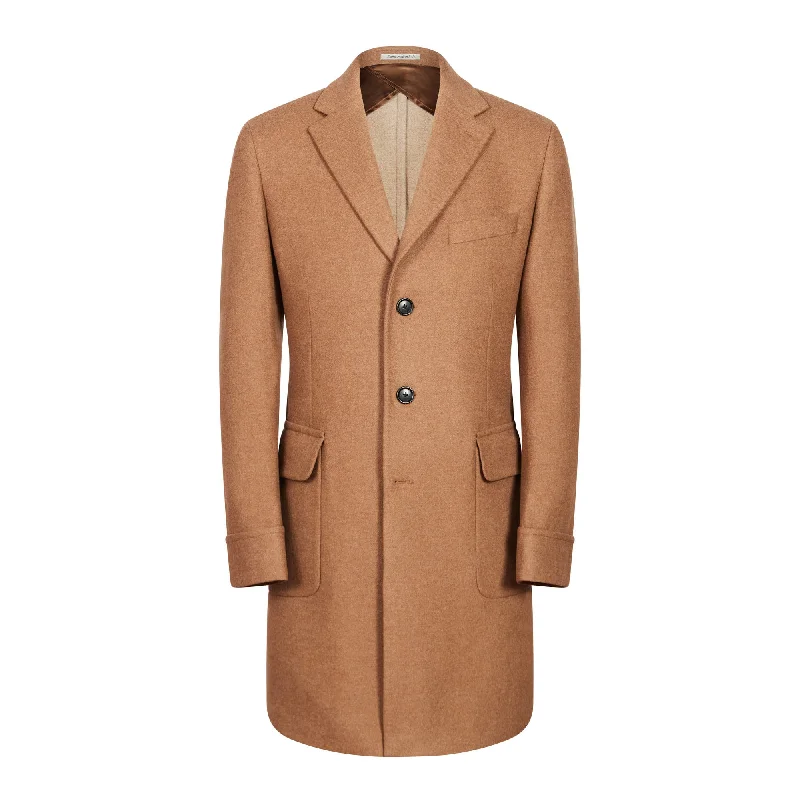 Summer Fashion HENRY SARTORIAL Loro Piana Single Breasted Cashmere Overcoat CAMEL