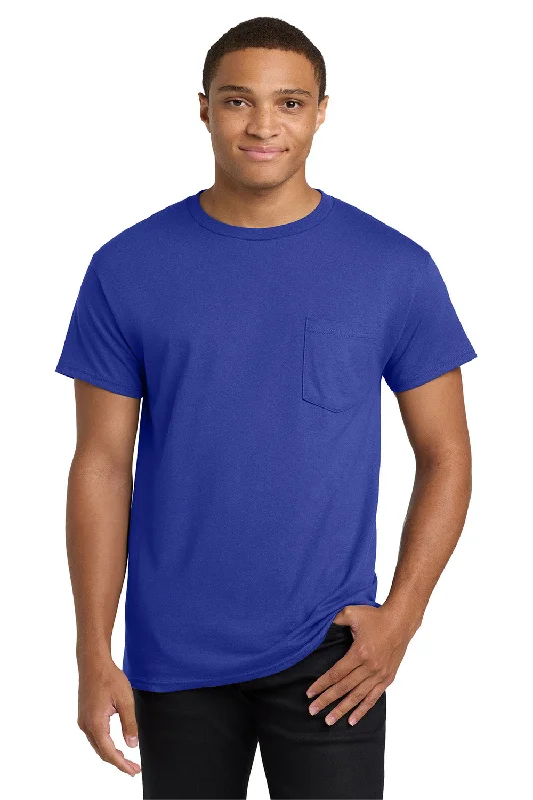 Chunky Sneakers Hanes Mens ComfortSoft Short Sleeve Crewneck T-Shirt w/ Pocket - Deep Royal Blue