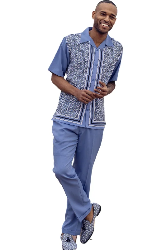 Casual Sweatshirts Titan Collection: Men's Symmetrical Argyle Walking Suit Set In Vista Blue